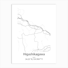 Higashikagawa,Japan Minimalist Map Art Print