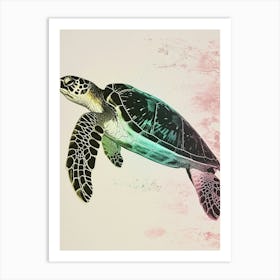 Rainbow Minimal Textured Sea Turtle  2 Art Print