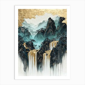 Sierra de Gredos Golden Peaks - Metallic Harmony Art Print