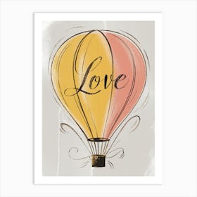 Love Hot Air Balloon Canvas Print Art Print