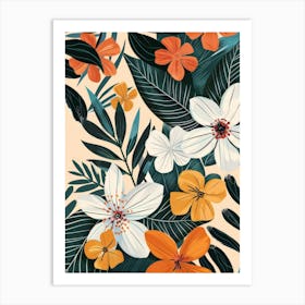 Tropical Floral Pattern 1 Art Print