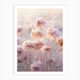 Frosty Botanical Scabiosa 2 Art Print