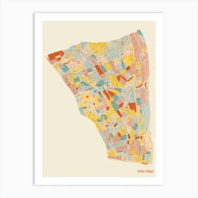 Paris France 20th Arrondissement Neighbourhood Map Art Print