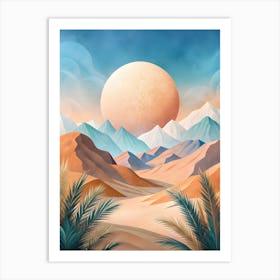 A Peaceful Abstract Desert Scene Featuring Muted 2 Art Print