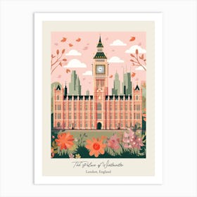 The Palace Of Westminster   London, England   Cute Botanical Illustration Travel 0 Poster Art Print