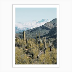 Snowy Four Peaks Mountains Art Print