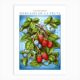 Mercado De La Fruta Raspberries Illustration 2 Poster Art Print