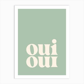 Oui Oui - Green Bathroom Art Print