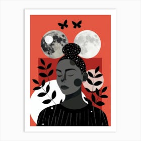 Moon And Butterfly Art Print