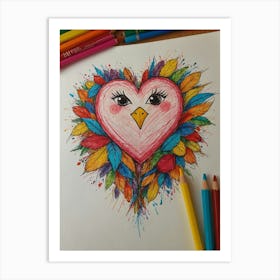 Heart Owl Art Print