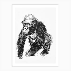 B&W Gorilla Art Print