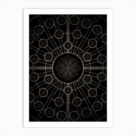 Geometric Glyph Radial Array in Glitter Gold on Black n.0477 Art Print