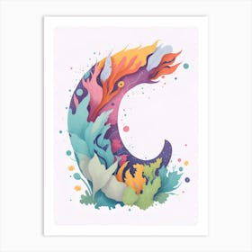 Colorful Letter C Illustration 21 Art Print