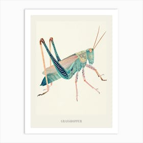 Colourful Insect Illustration Grasshopper 12 Poster Art Print