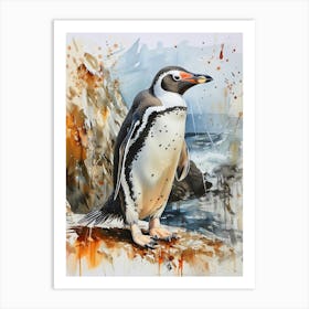 Humboldt Penguin Grytviken Watercolour Painting 2 Art Print