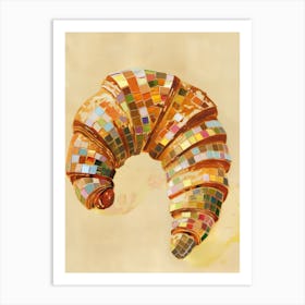 Disco Ball Croissant Mosaic Painting Kitchen Art Print