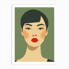 Asian Woman With Red Lips Art Print