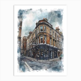 Tower Hamlets London Borough   Street Watercolour 3 Art Print