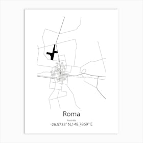 Roma,Australia Minimalist Map Art Print