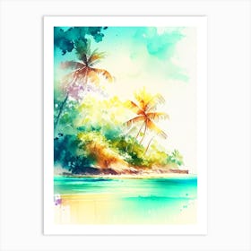 The Cook Islands Cook Islands Watercolour Pastel Tropical Destination Art Print