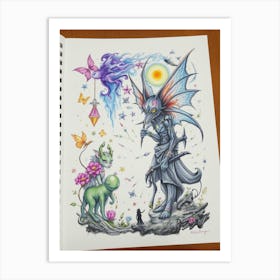 Dragons And Fairies Art Print