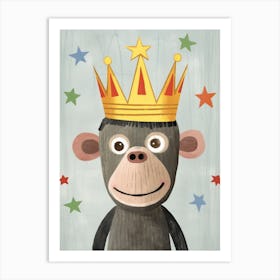 Little Chimpanzee 1 Wearing A Crown Art Print