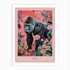 Floral Animal Painting Gorilla 1 Poster Art Print