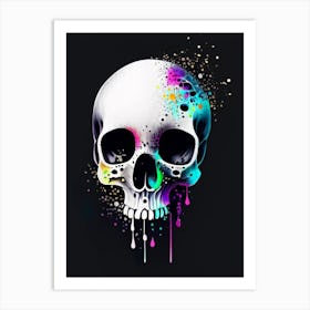 Skull With Watercolor Effects 1 Doodle Art Print