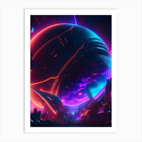 Cosmic Neon Nights Space Art Print
