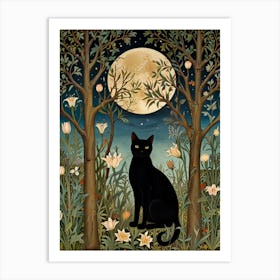 William Morris Black Cat In The Moonlight 10 Art Print