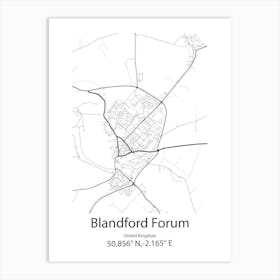 Blandford Forum,United Kingdom Minimalist Map Art Print