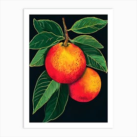 Two Oranges On A Branch Art Print