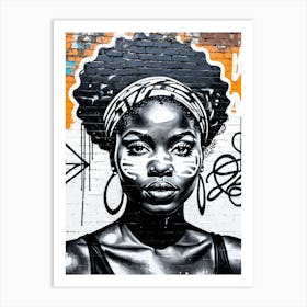 Vintage Graffiti Mural Of Beautiful Black Woman 142 Art Print