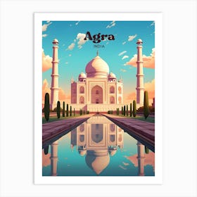 Agra Taj Mahal Travel Art Illustration Art Print