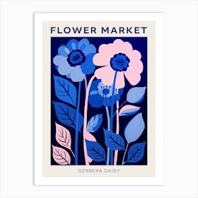 Blue Flower Market Poster Gerbera Daisy 2 Art Print