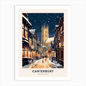 Winter Night  Travel Poster Canterbury United Kingdom 3 Art Print