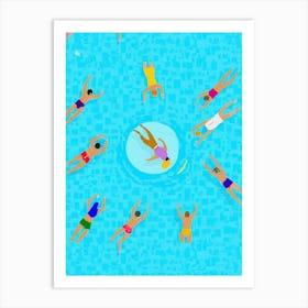 Swimmers Dance Pool  Art Print