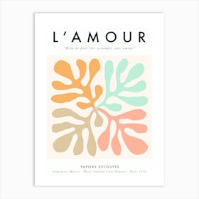 Serene Matisse Pastel Love Abstract Cut-out Foliage on Peach Fuzz  Art Print
