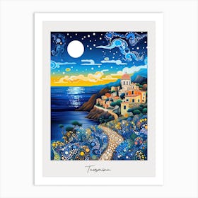 Poster Of Taormina, Italy, Illustration In The Style Of Pop Art 2 Art Print