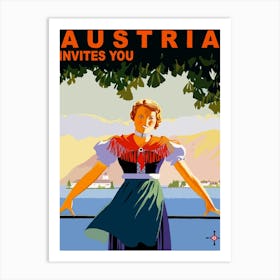 Austria Invites You, Vintage Travel Poster Art Print