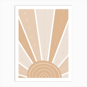 Sunburst Retro Beige Boho Art Print