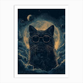 Cat In The Moonlight Poster