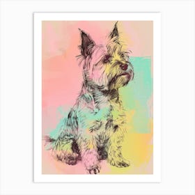 Pastel Silky Terrier Dog Pastel Line Illustration  2 Art Print