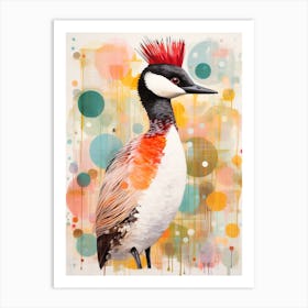 Bird Painting Collage Grebe 4 Art Print