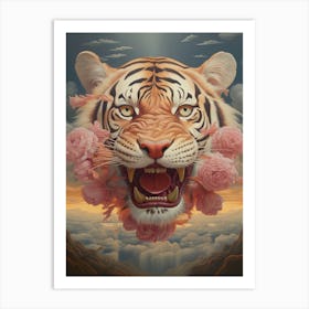 Tiger Art In Surrealism Style 4 Art Print
