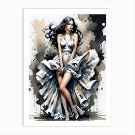 Girl In A White Dress 1 Art Print