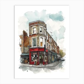 Lewisham London Borough   Street Watercolour 4 Art Print