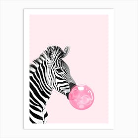 Fun Maximalist Zebra Bubble Gum Art Print Art Print