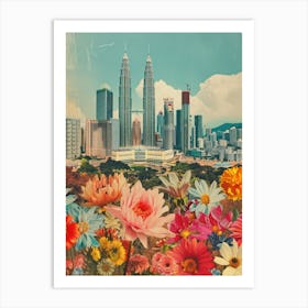 Kuala Lumpur   Floral Retro Collage Style 3 Art Print