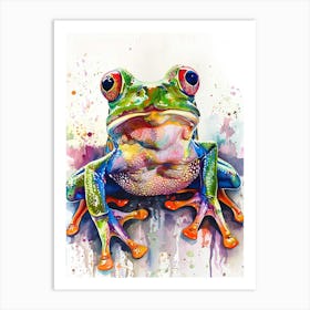 Frog Colourful Watercolour 3 Art Print